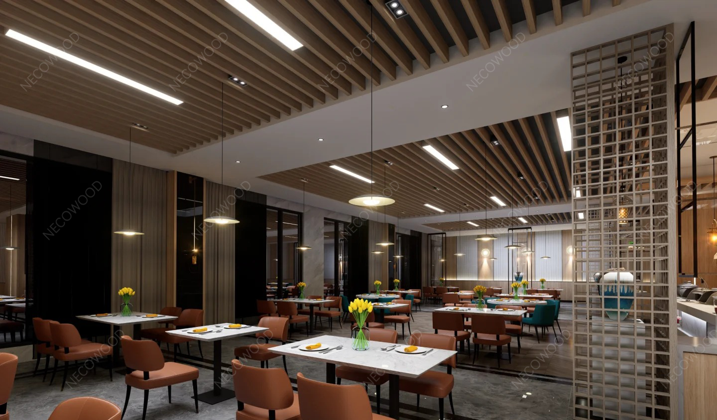 Necowood ক্রমবর্ধমান বাজারের চাহিদাকে সমর্থন করার জন্য ইনডোর WPC সিলিং সলিউশন প্রসারিত করে