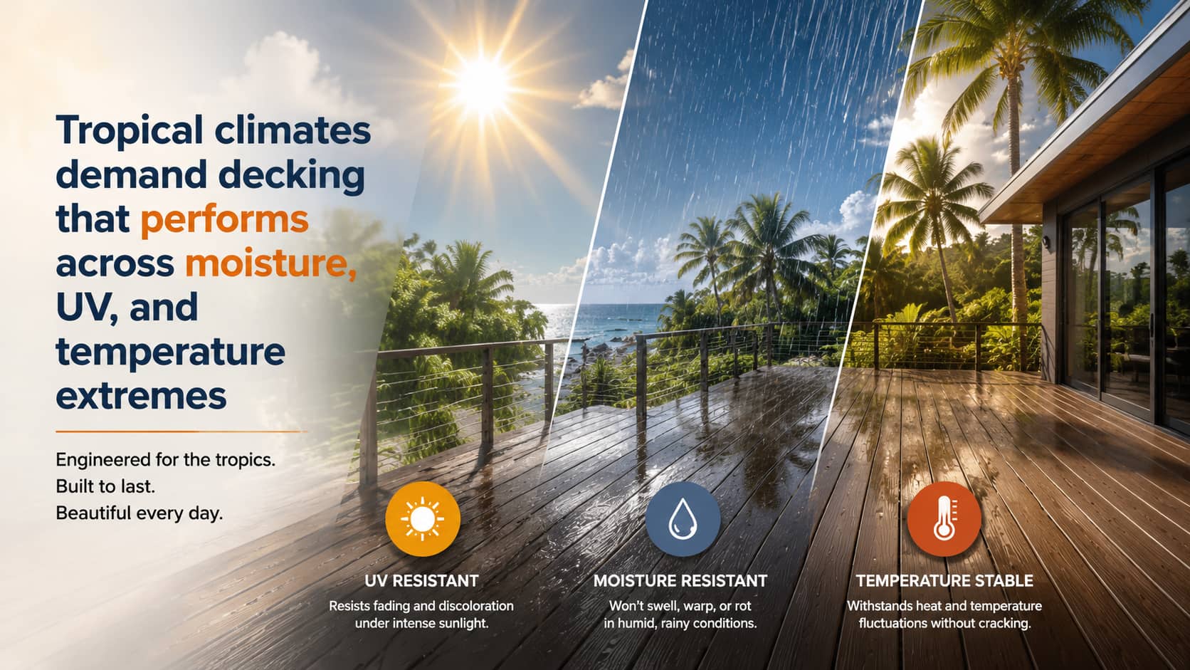 Outdoor decking in tropical climate