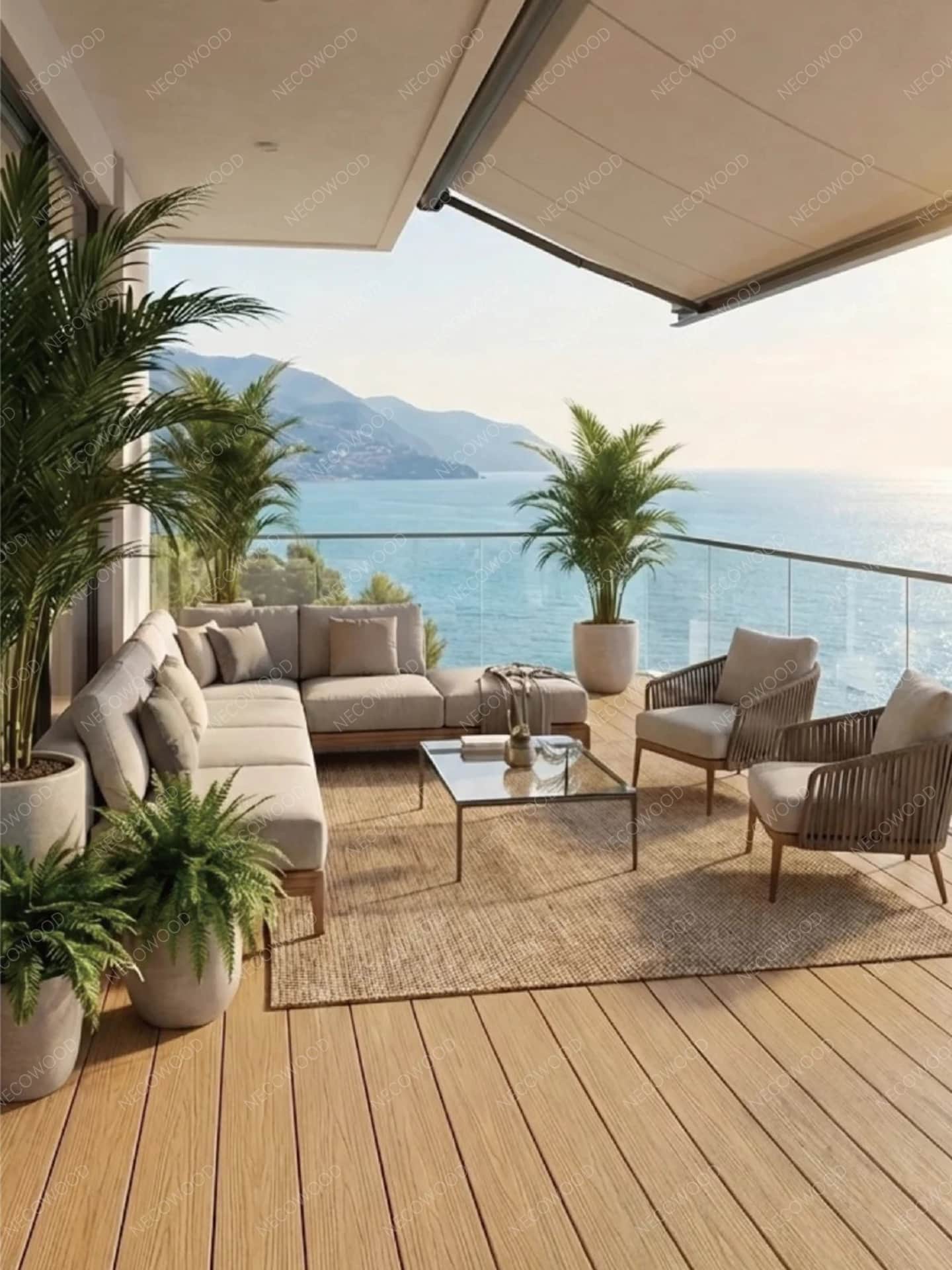 Hotel balcony with Necowood ASA decking, Gold Coast Australia