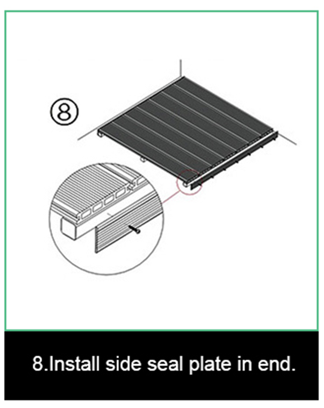 Step 8: Installing side seal plates on WPC decking edges for clean finish