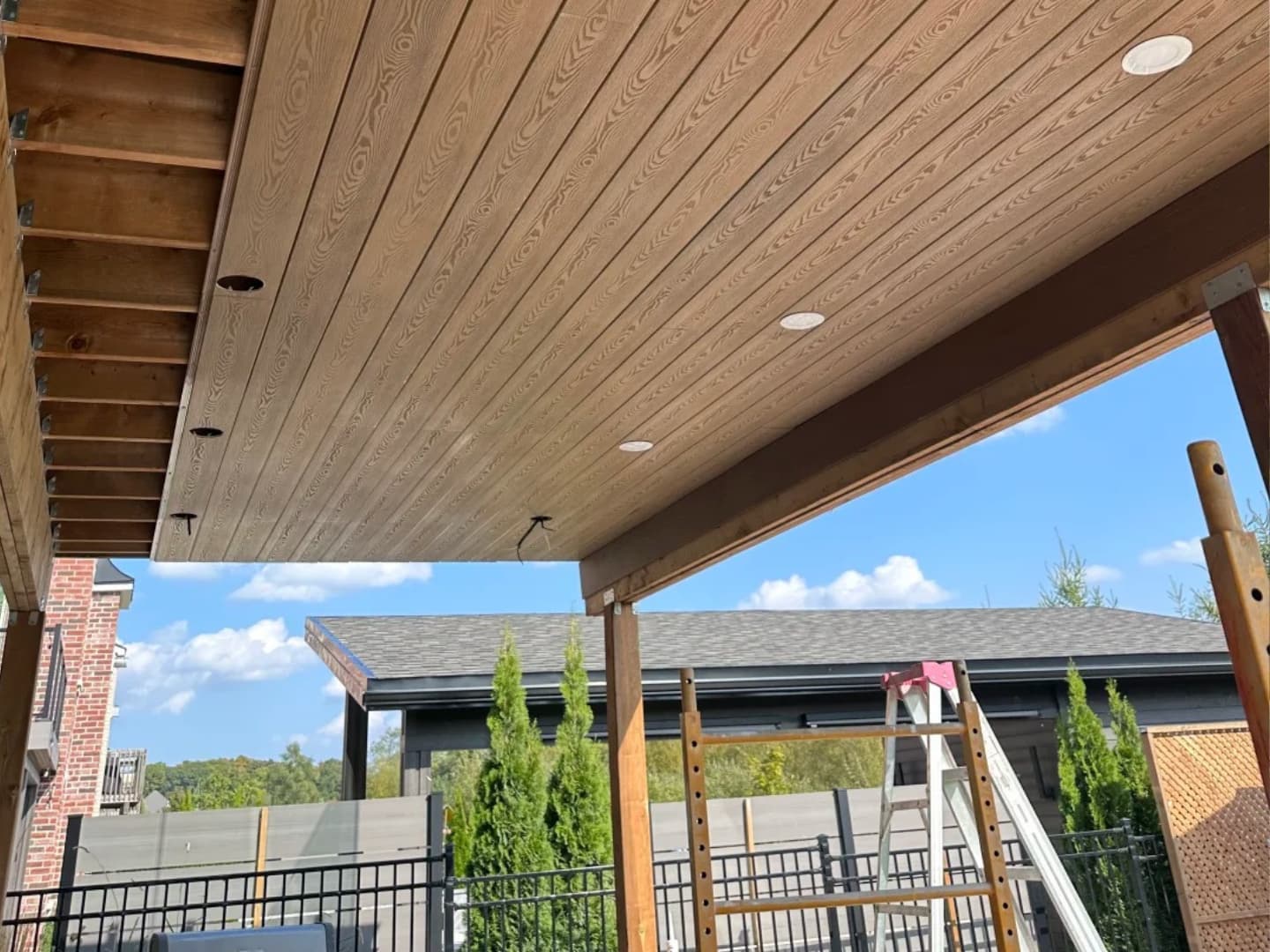 Necowood ASA wall cladding resort poolside outdoor ceiling