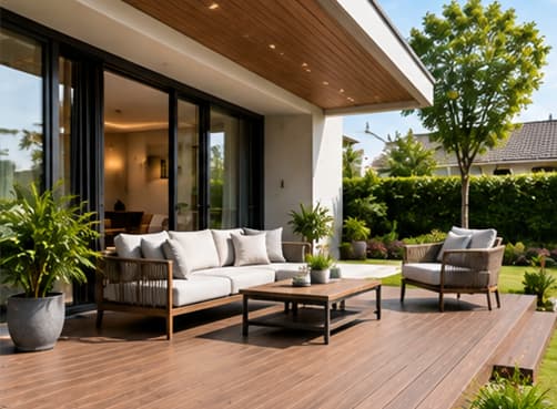 Necowood Composite Decking for Residential Patios and Backyard Terraces